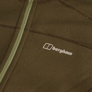 Close-up of a brown fabric with a Berghaus logo on it