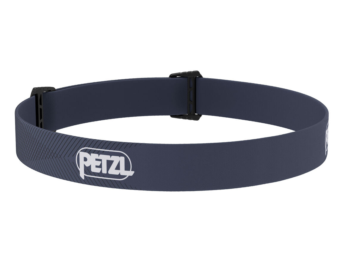 Petzl replacement headband with dark blue fabric and adjustable buckle, PETZL logo
