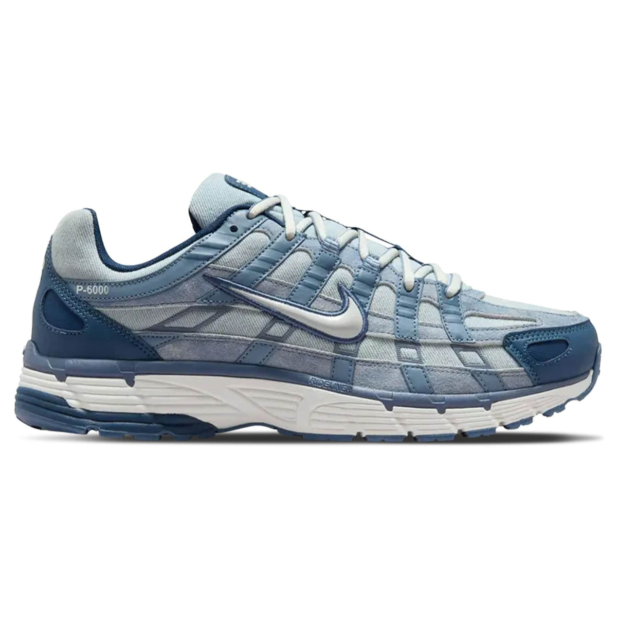 Nike P-6000 SE trainers in worn blue denim, lace-up with P-6000 heel detail
