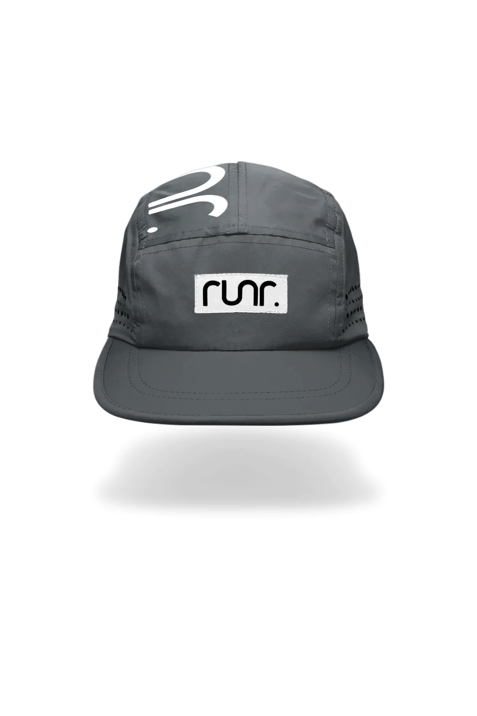 Technical running hat, dark gray with RUNR logo patch and curved brim