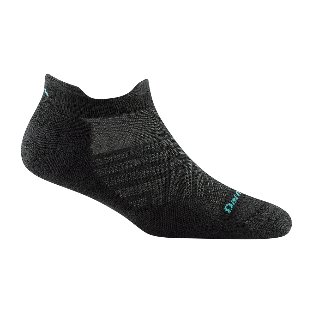 No-show merino running socks, dark gray/black with arch and stripe knit detail