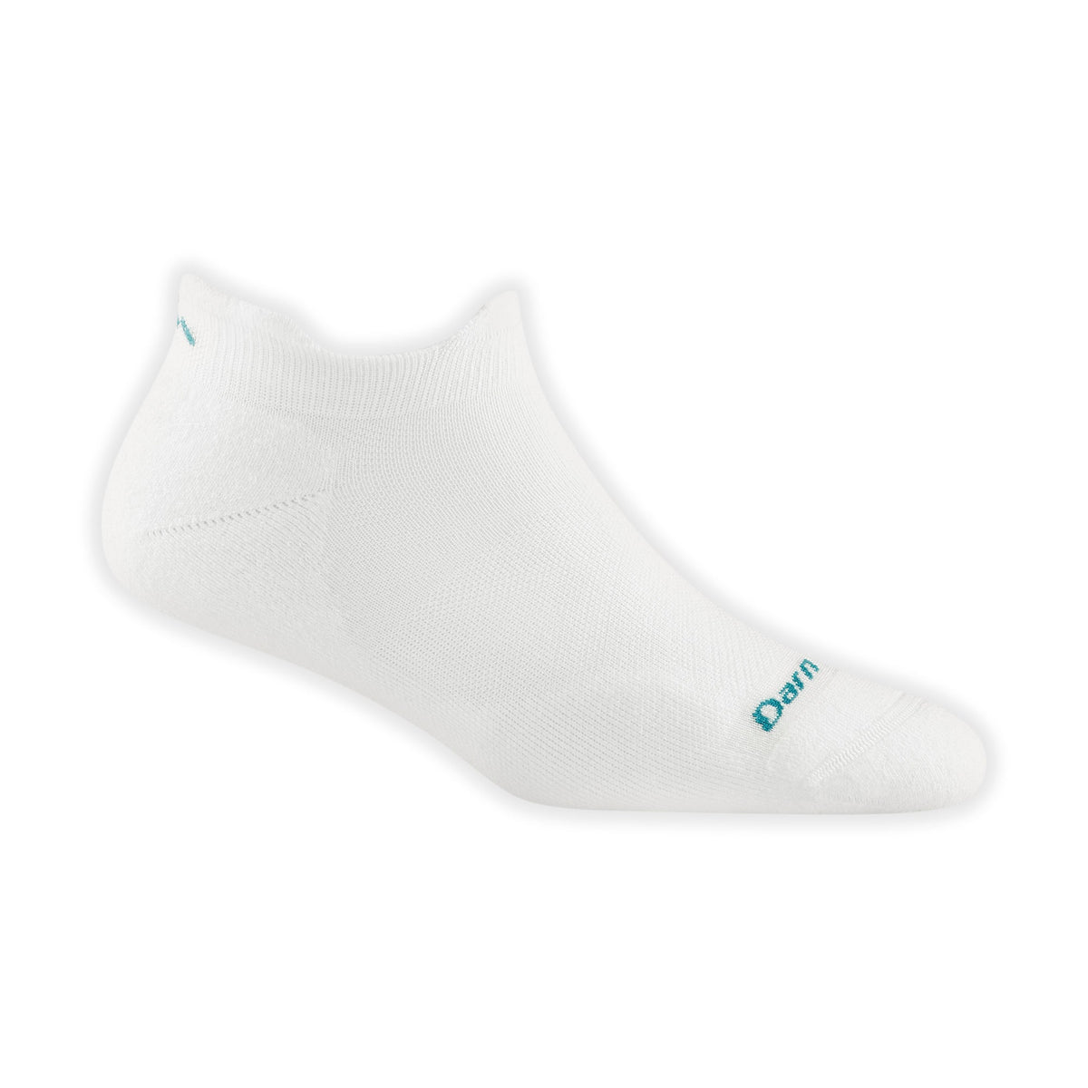 No-show merino running socks, white knit with small logo near heel