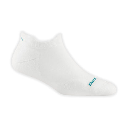 No-show merino running socks, white knit with small logo near heel
