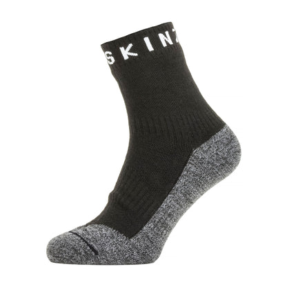 Black ankle socks with grey heel and toe, SKIN logo cuff