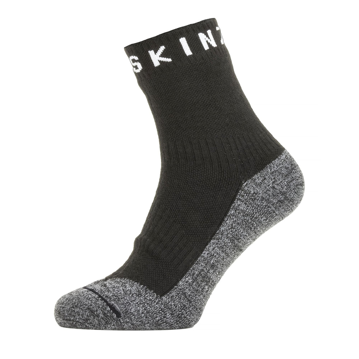Men's ankle socks in black and grey, ribbed cuff with heel and toe