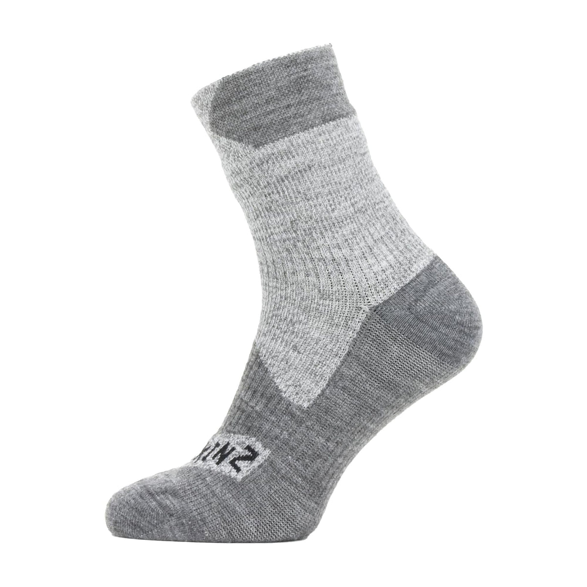 Men's waterproof ankle socks in light grey marl with darker grey contrast panel