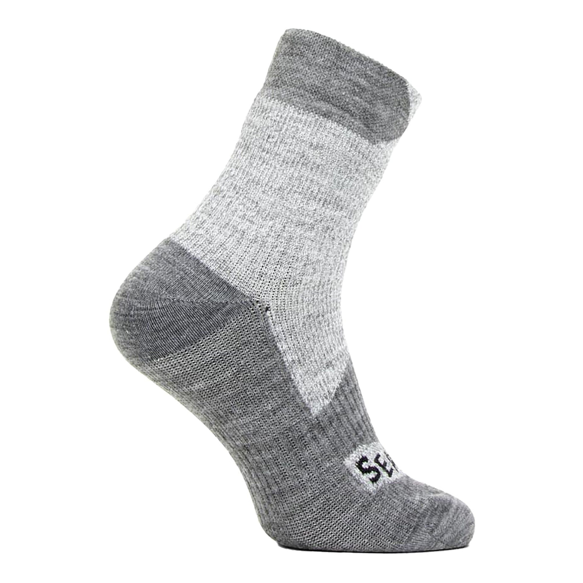 Men's waterproof ankle socks in light grey with darker grey side panel and heel
