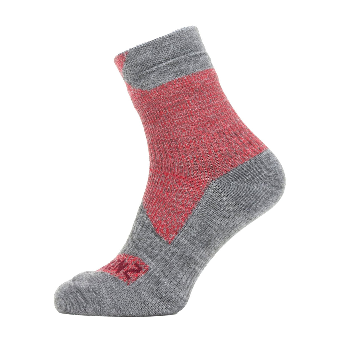 Men's waterproof ankle socks in red with light grey toe and heel panels