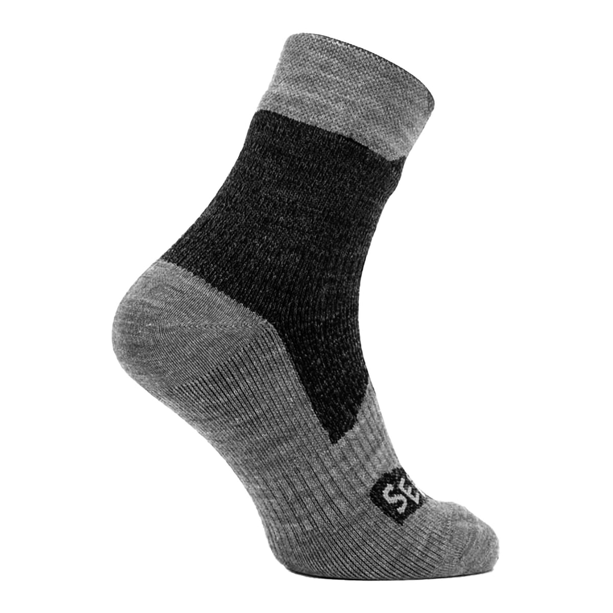 Men's waterproof ankle socks in dark grey with light grey toe and heel panels