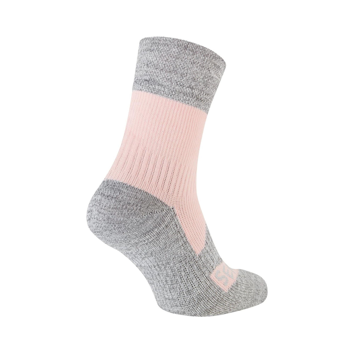 Pink upper and grey heel/toe ankle socks, SealSkinz branding