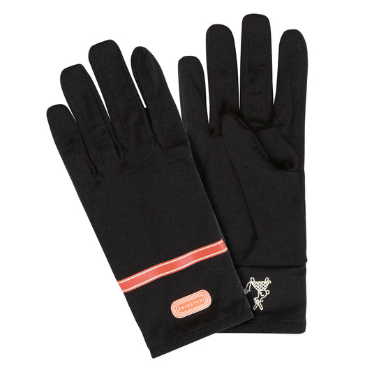 Black lightweight merino running gloves with red reflective stripe and SealSkinz logo