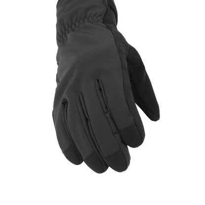 Black lightweight waterproof glove showing side seam and padded knuckle area