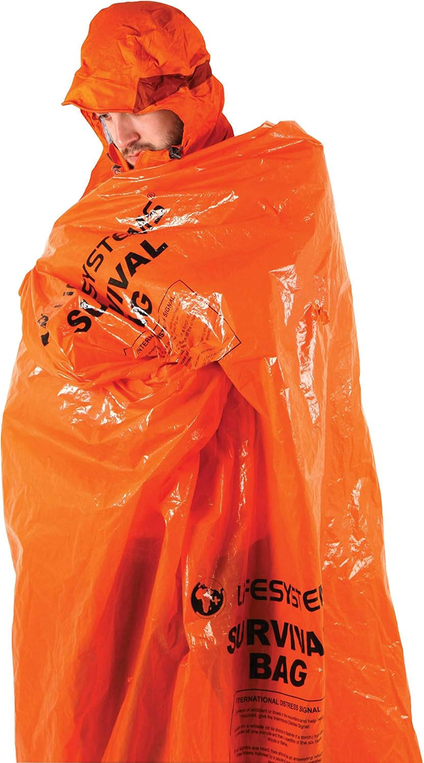 Windproof and Waterproof Orange Survival Bag for 1 to 2 Persons
