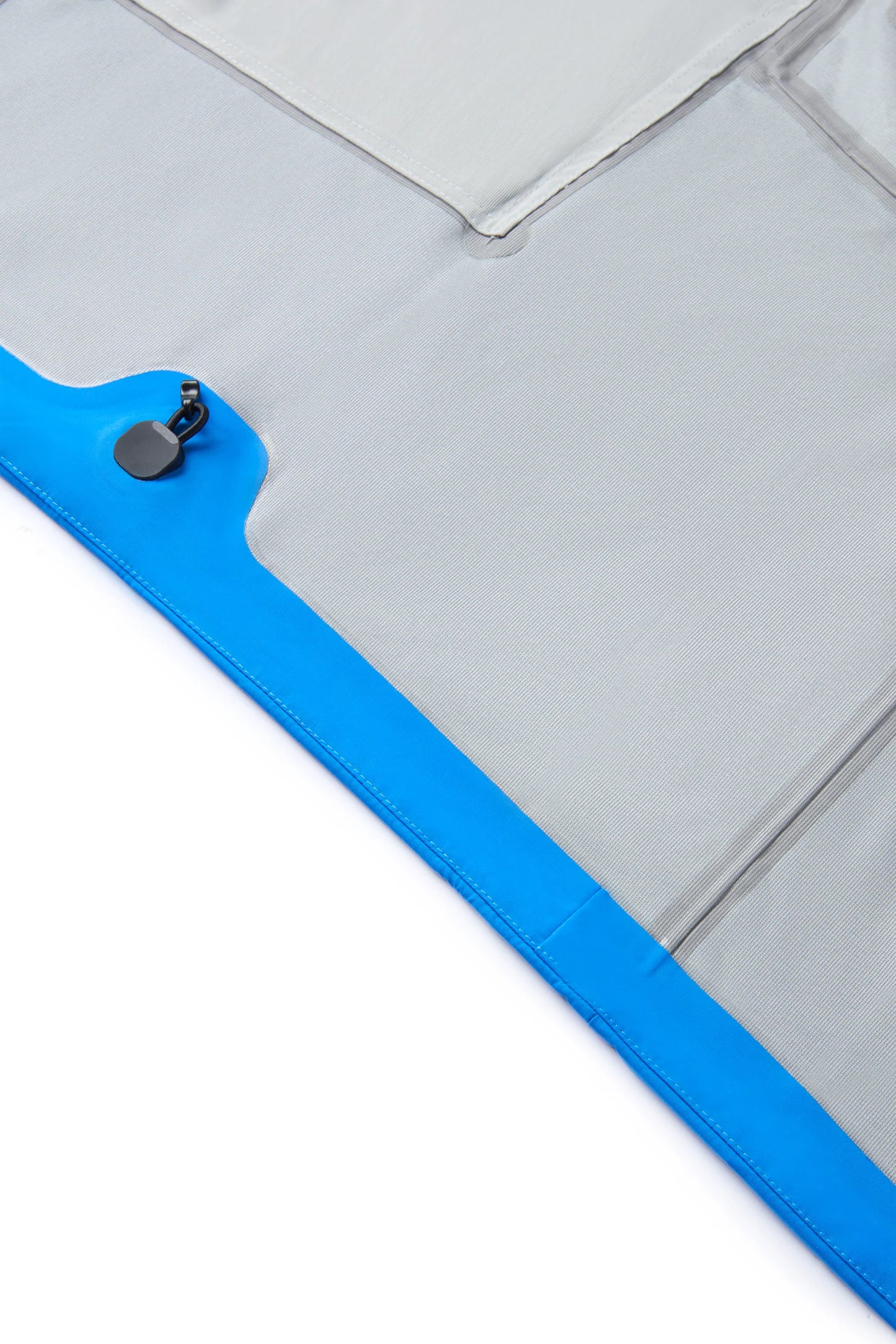 Blue shell jacket, cuff/hem with snap button and contrast trim