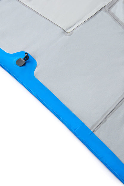 Blue shell jacket, cuff/hem with snap button and contrast trim