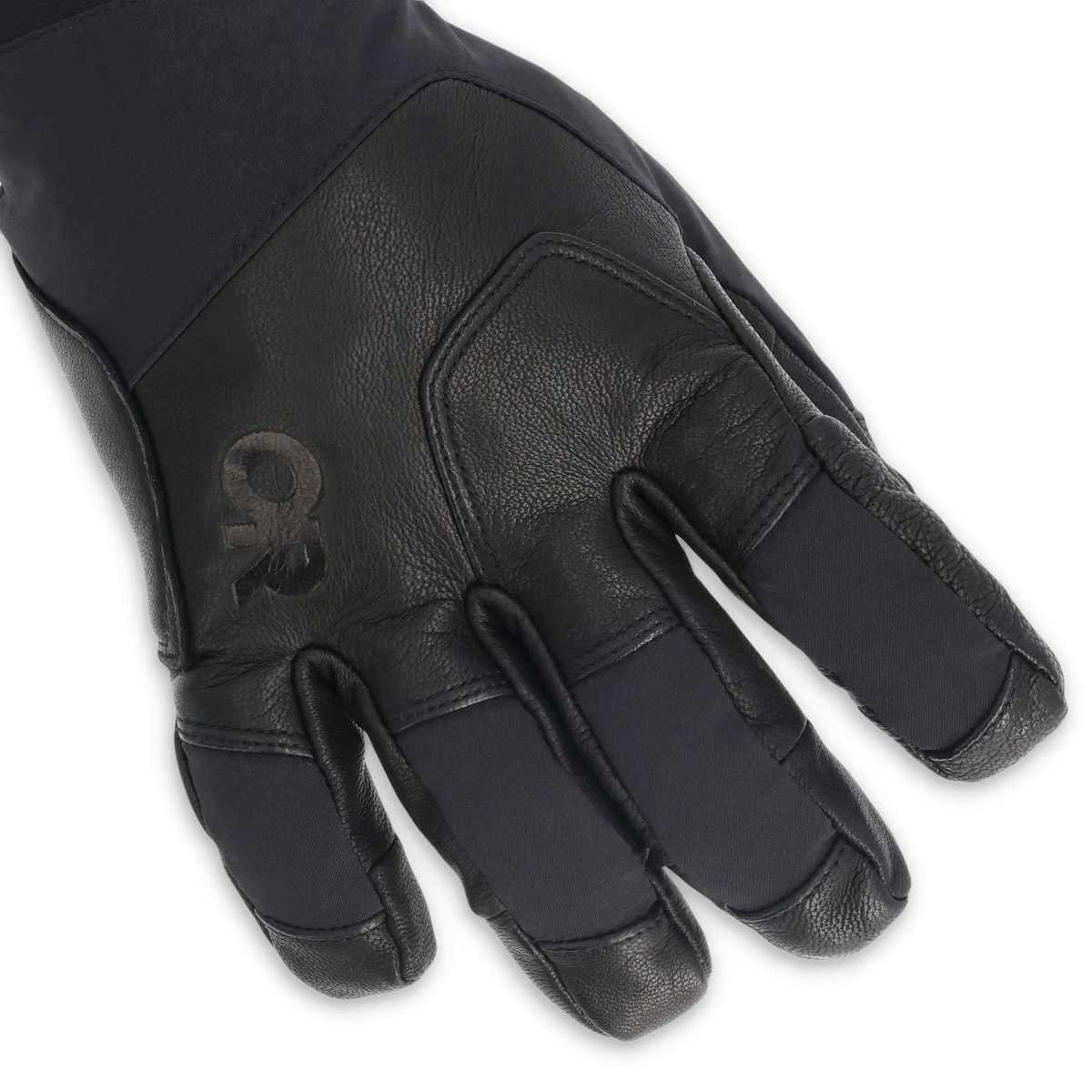 GORE-TEX gloves, dark black palm with embossed logo and reinforced fingertips