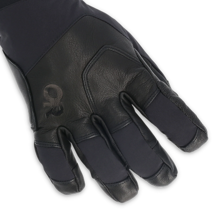 GORE-TEX gloves, dark black palm with embossed logo and reinforced fingertips