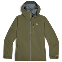 Olive green 3L waterproof jacket cutout, hooded full-zip shell