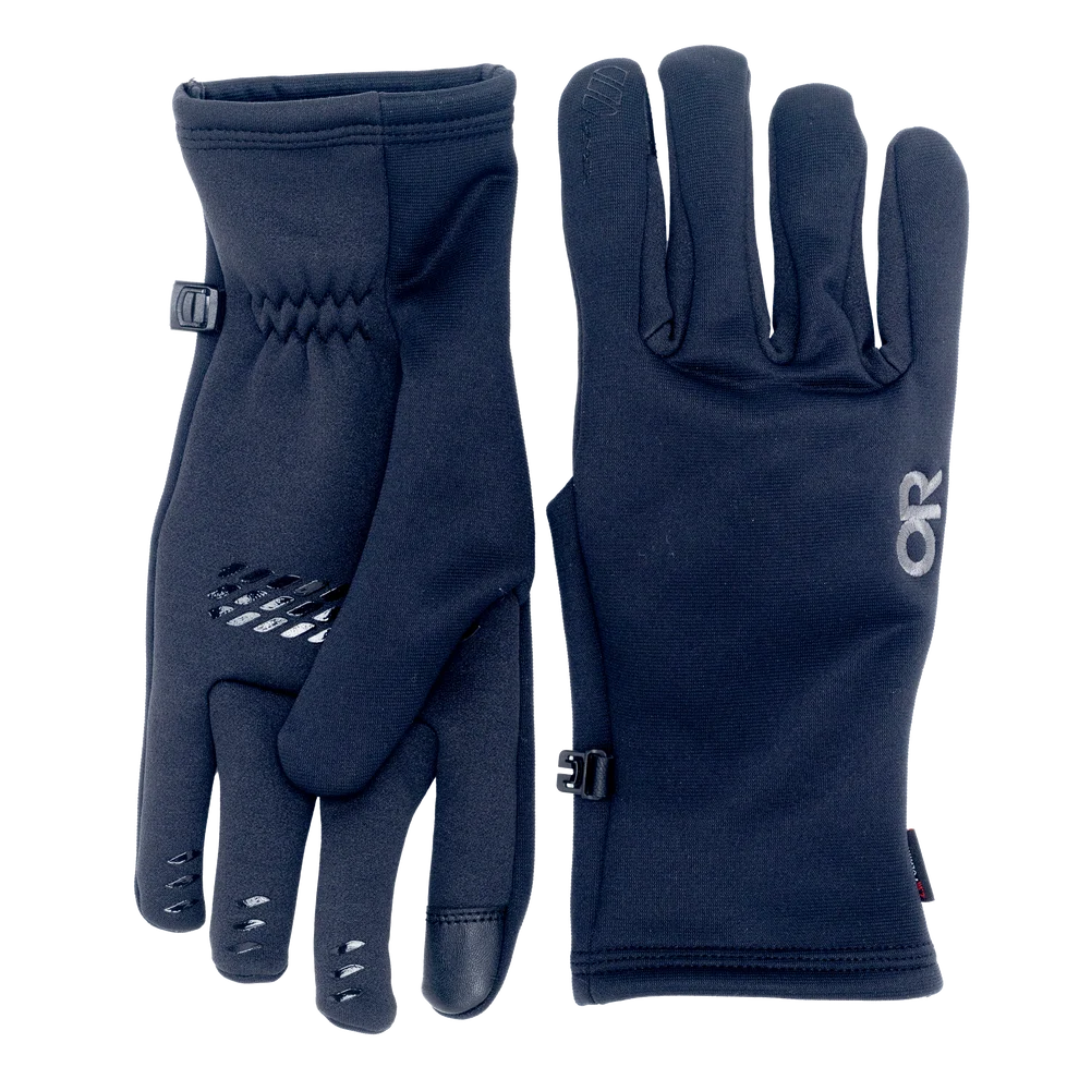 Men's Backstop Sensor WindPro® gloves in black, with wrist adjustment tabs and textured palm grips