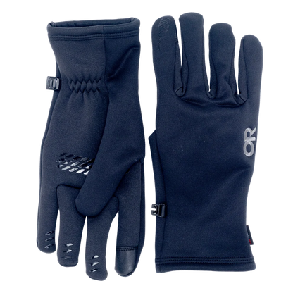Men's Backstop Sensor WindPro® gloves in black, with wrist adjustment tabs and textured palm grips