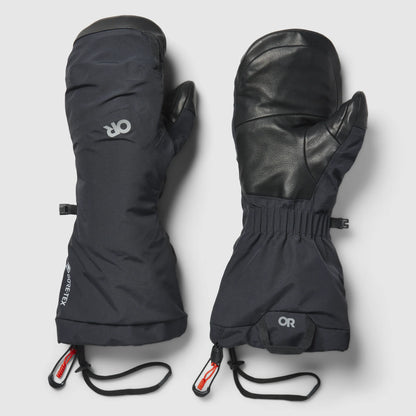 Men's GORE-TEX waterproof mitts, dark shell, OR logo, drawcord wrist leash