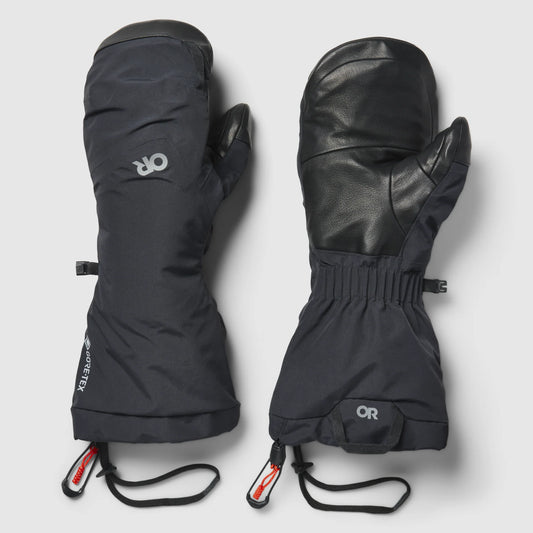 Men's GORE-TEX waterproof mitts, dark shell, OR logo, drawcord wrist leash