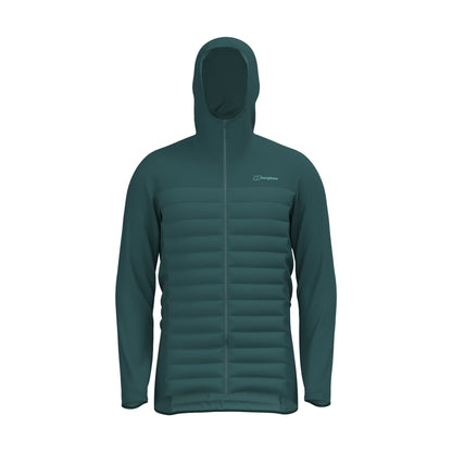 A dark teal hooded jacket with horizontal quilting on the front, a full-length zipper, and a small white 'Cordwms' logo on the left chest, shown against a plain white background.