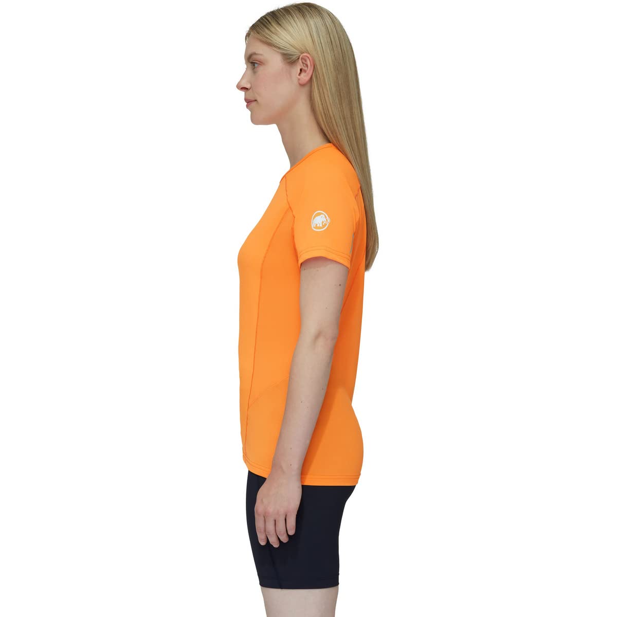 Women’s Mammut Aenergy FL T-shirt, short-sleeve crew neck, tangerine with sleeve logo