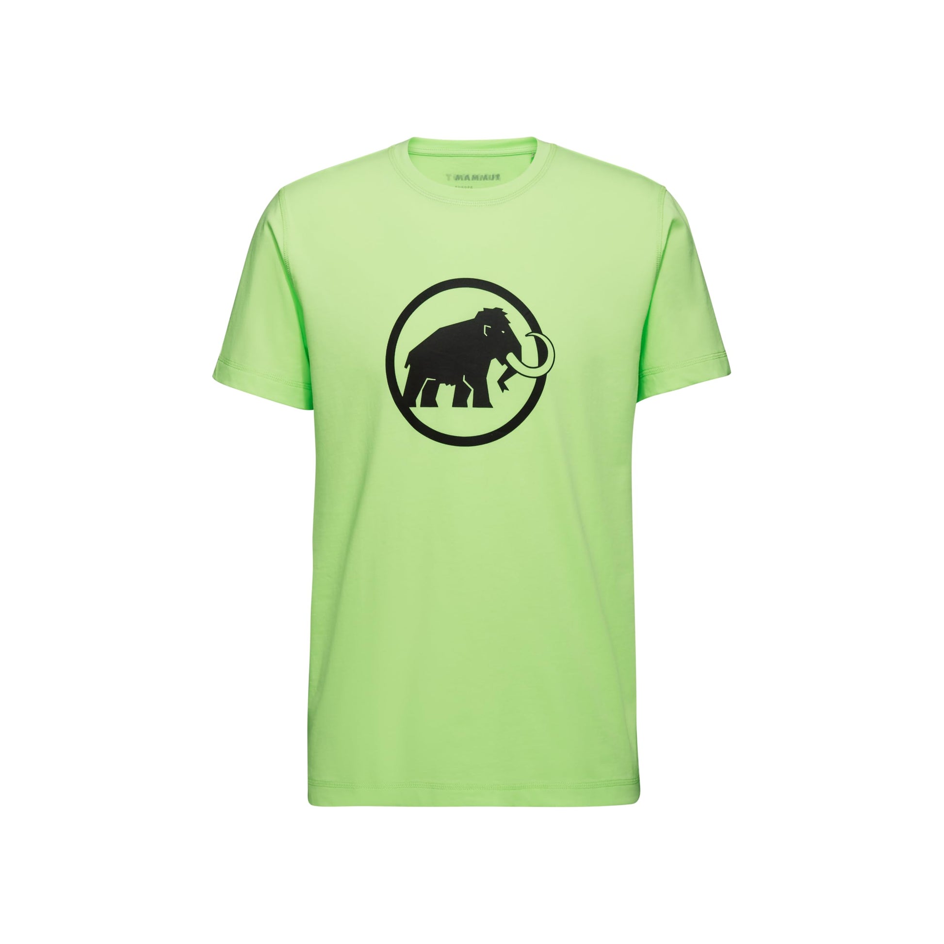 Men's short-sleeve T-shirt in light lime green with black elephant logo print