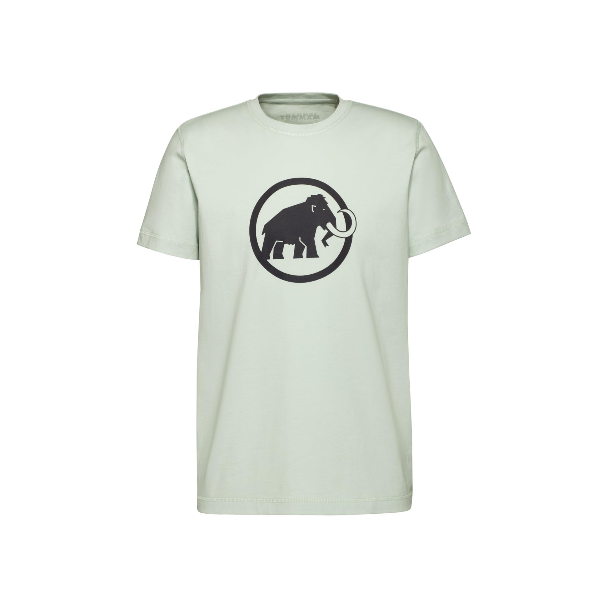 Men's short-sleeve crewneck T-shirt, light off-white with black elephant badge