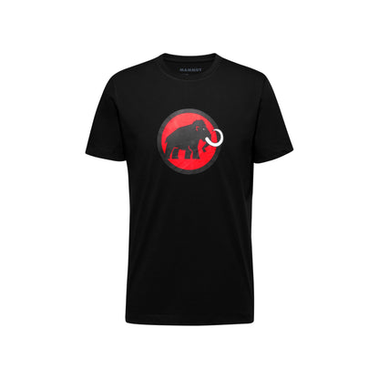 Men's short-sleeve T-shirt in black with red circular elephant logo print