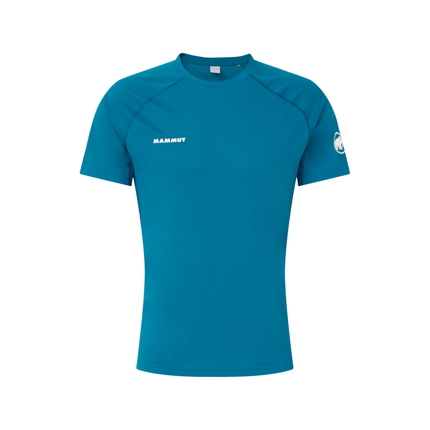 Men's deep teal hiking T-shirt, crew neck, short sleeves, Mammut logo at left chest