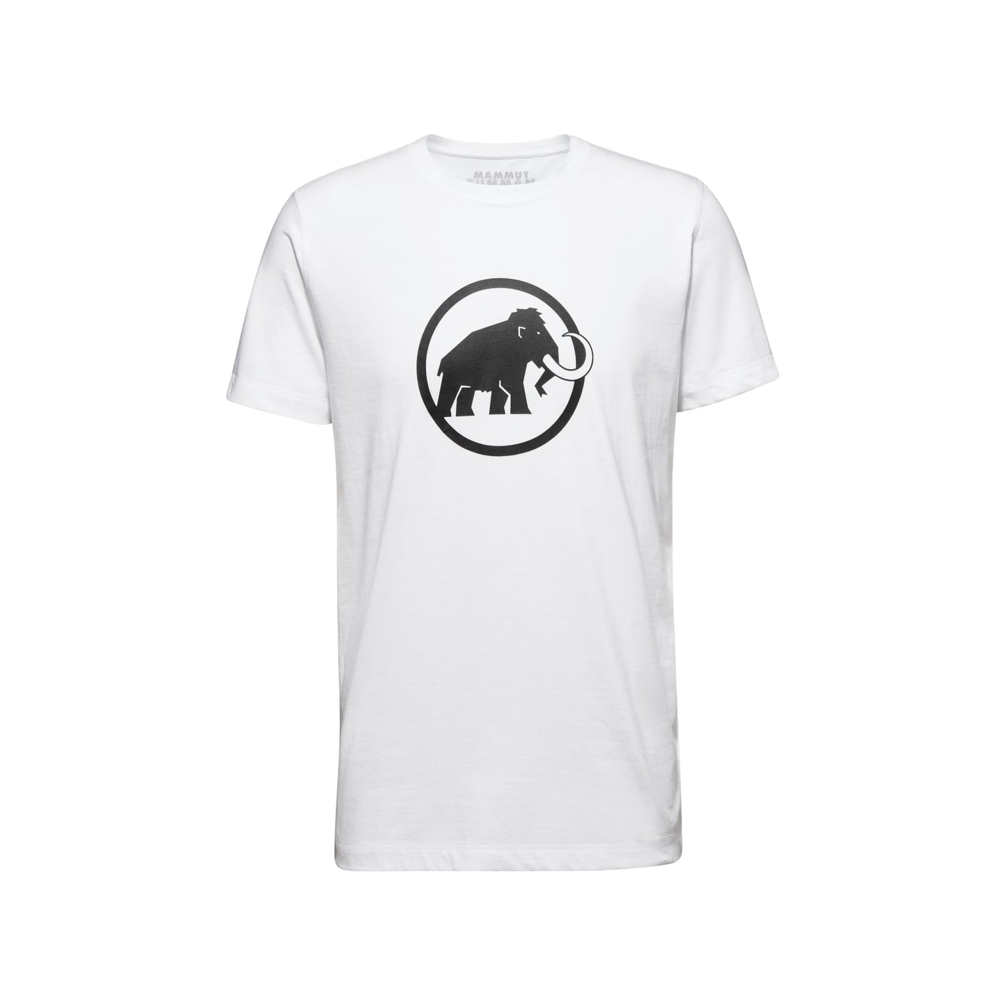 Men's short-sleeve T-shirt in white with black bear emblem graphic centered on chest