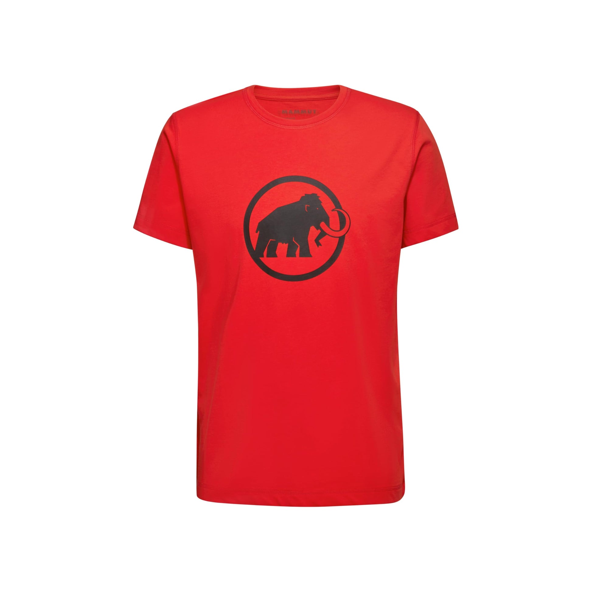 Men's short-sleeve T-shirt in red with black circular bear emblem on chest