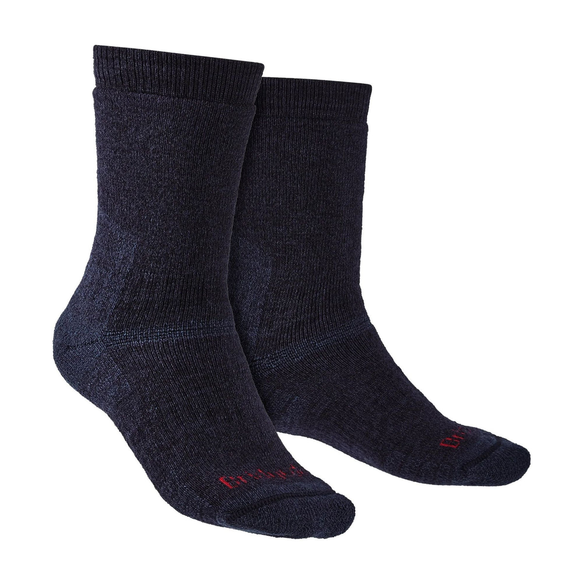 Navy men's merino wool boot socks, cushioned crew height, 1-pack