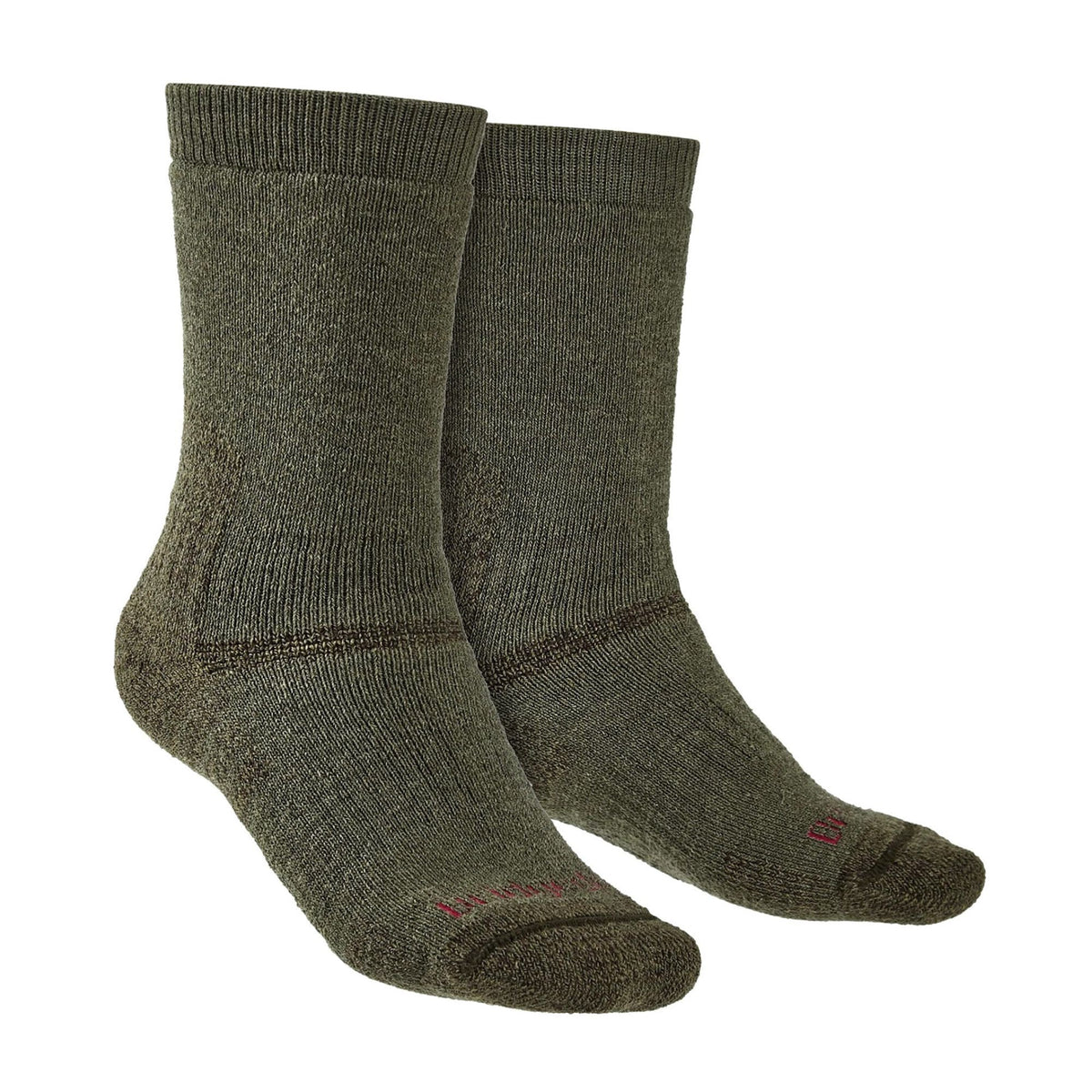 Olive men's merino wool boot socks, cushioned crew height, 1-pack