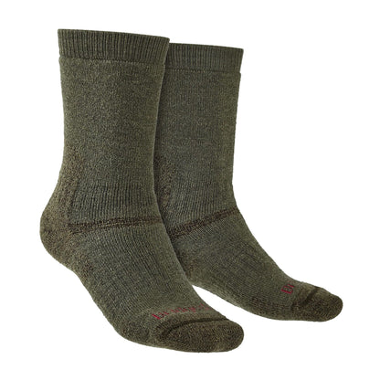 Olive men's merino wool boot socks, cushioned crew height, 1-pack