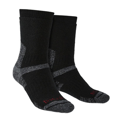 Black men's merino wool boot socks, cushioned crew height, 1-pack