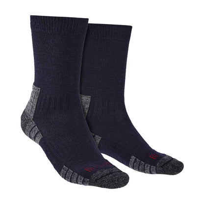 Mens lightweight merino hiking boot socks, navy with red logo on toe