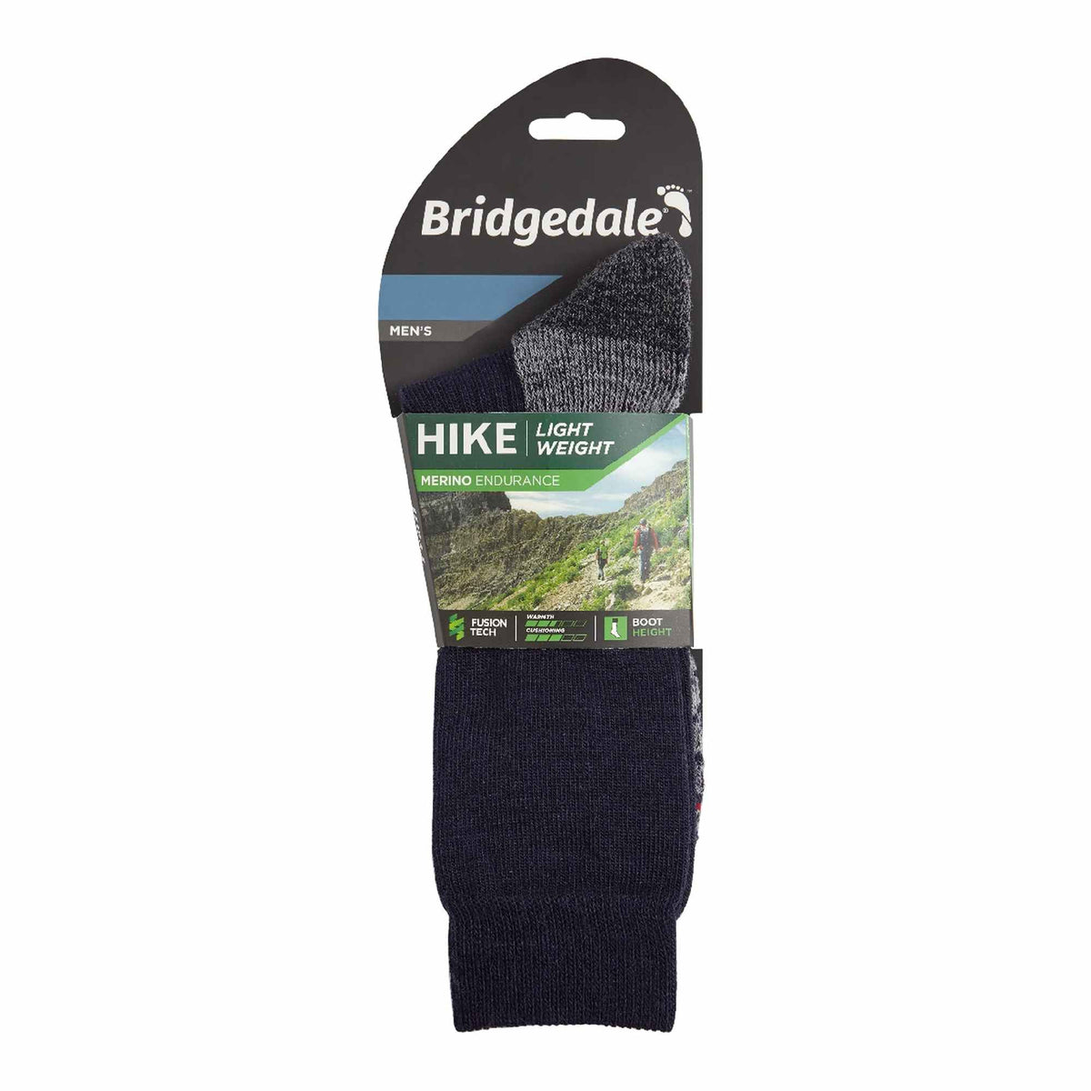 Bridgedale Hike light weight merino boot socks, navy, retail pack