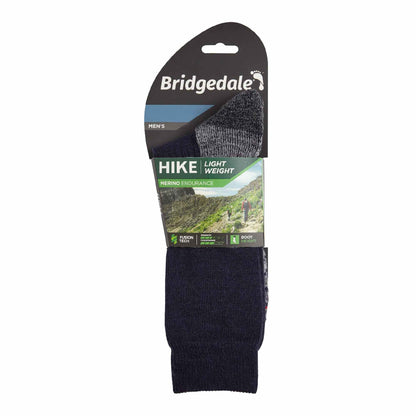 Bridgedale Hike light weight merino boot socks, navy, retail pack