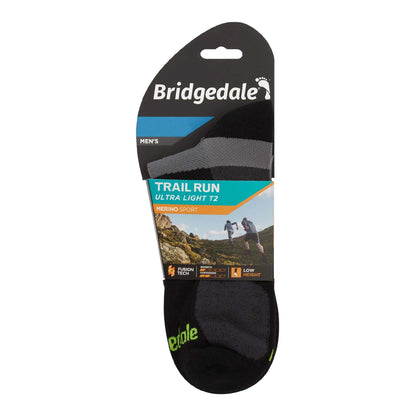 Men's trail run ultralight T2 merino sport low socks, black in retail package