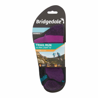 Trail running low-cut merino sport sock package, purple and dark charcoal