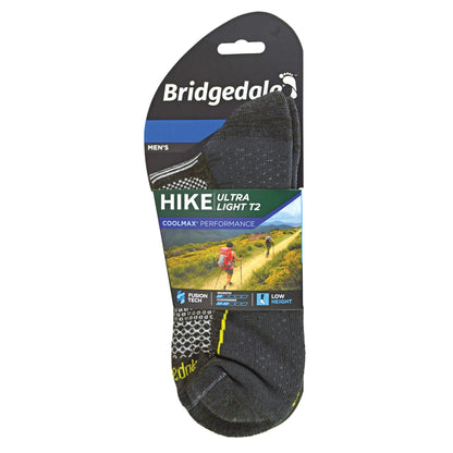 Bridgedale men's hiking sock pack, low cut ultralight T2, graphite with neon accents