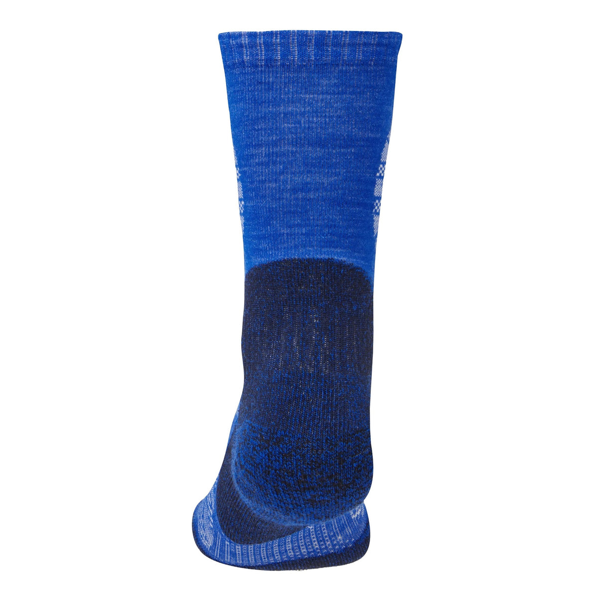 Men's blue ultralight merino hiking crew sock with dark heel and toe panel