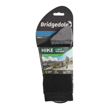 Bridgedale Hike light weight mens merino endurance hiking socks packaging, ankle