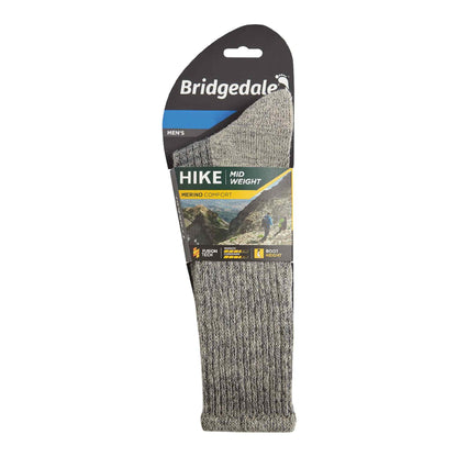 Bridgedale Hike midweight merino comfort hiking boot socks pack, stone gray