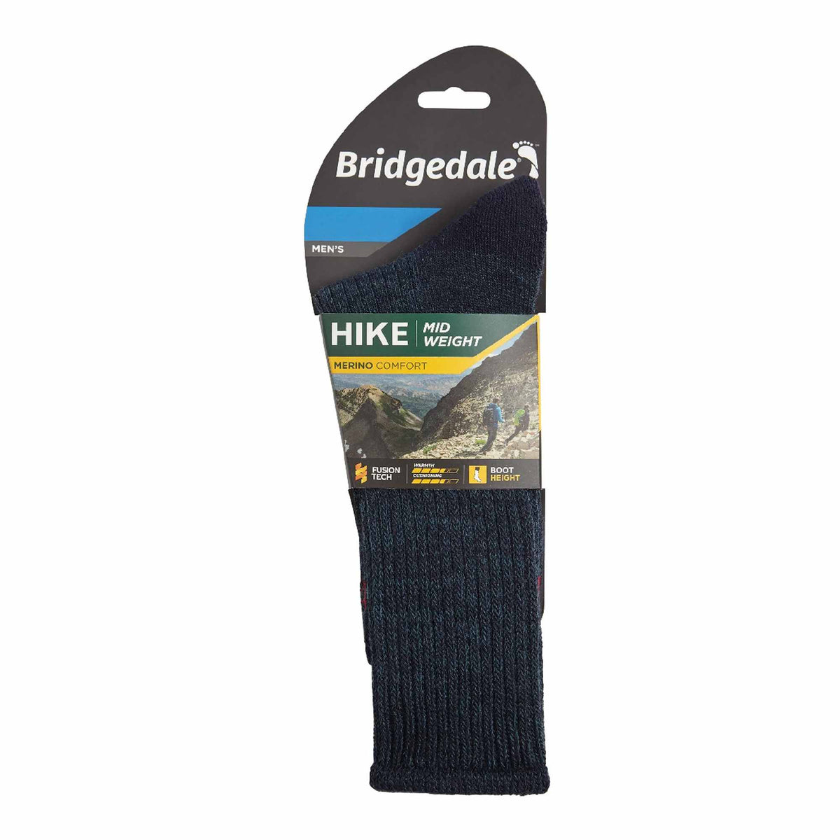 Bridgedale Hike midweight merino comfort hiking boot socks pack, navy