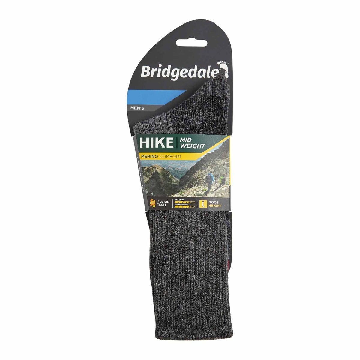 Bridgedale Hike midweight merino comfort hiking boot socks pack, dark gray