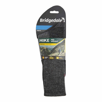 Bridgedale Hike midweight merino comfort hiking boot socks pack, dark gray